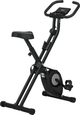 Image de Vélo d'appartement - Pliable et magnétique - 8 niveaux de résistance - Écran LCD - Siège réglable - Pour la maison et le bureau - 43 x 85 x 109 cm - Noir