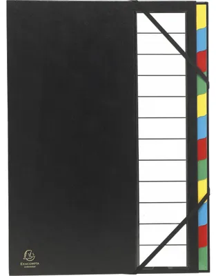 Produktbild von Exacompta 6x Ordnungsmappe Deckel 3mm Gummizug 12 Fächer A4 Schwarz 55341E