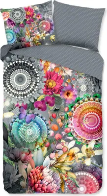Produktbild von HIP Bettbezug "Mandalas und Blumen" - grau - (140x200/220 cm) - Baumwolle Satin