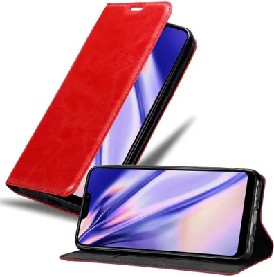 Produktbild von Cadorabo Hülle für Vivo Y81i Schutz Hülle in Rot Handyhülle Etui Case Cover Magnetverschluss