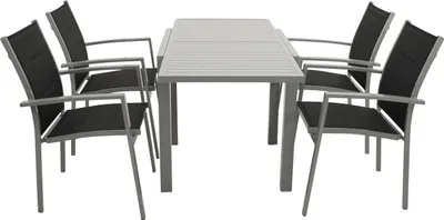 Produktbild von DEGAMO Gartenset Balkonset TIRANA 5-teilig, Aluminium silbergrau, wetterfest
