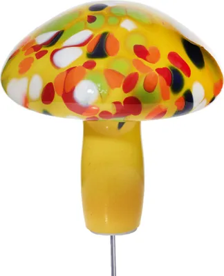 Produktbild von Glas-Pilz 20cm Gartenflair inkl. Stab gelb