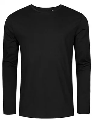 Image de X.O by Promodoro 1465 | T-shirt ras du cou homme manches longues, coton peigné - Couleur : Noir - Taille : M
