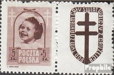 Produktbild von Briefmarken Polen 1948 Mi 512Zf mit Zierfeld gestempelt Tuberkulose