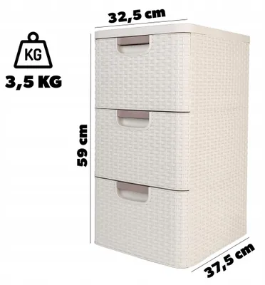 Image de Commode Curver® STYLE 3 tiroirs, creme, 33x60x38 cm
