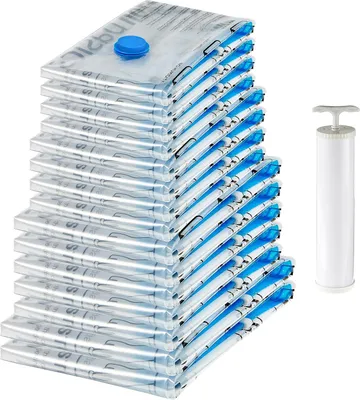 Produktbild von A. Basics Vakuumbeutel für Kleidung mit Luftdichtem Ventil und Handpumpe - 2 x X