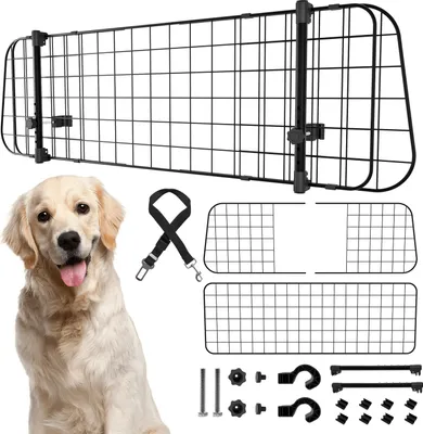 Produktbild von Jopassy mřížka pro psy do auta 30 cm vysoká, 90-145 cm široká nastavitelná, univerzální přepážka do kufru auta