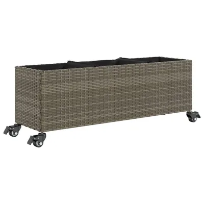 Produktbild von Pflanzkübel mit Rollen 3 Töpfe Grau 107x32x38 cm Poly-Rattan