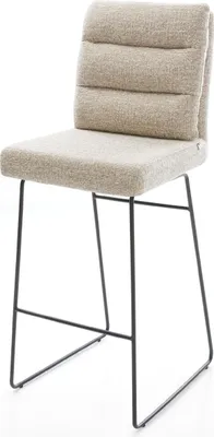 Produktbild von DELIFE Barstuhl Pela-Flex Webstoff Soft Beige Kufengestell Metall Schwarz