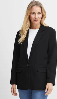 Produktbild von fransa FRMILENA Damen Blazer Longblazer Jacke Revers-Kragen gerade Schnitt leicht meliert mit Stretch