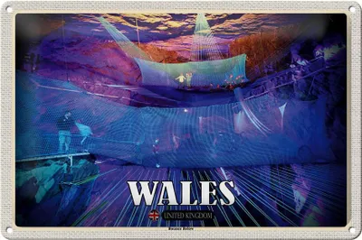 Produktbild von Blechschild Reise 30x20cm Wales United Kingdom Bounce Below