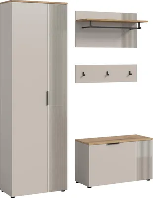 Produktbild von xonox.home Slide Garderobenkombination (B/H/T: 155x190x36 cm) in Kaschmir  Nachbildung und Kaschmir  Nachbildung