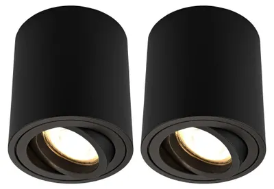 Produktbild von Ledvion 2er Set LED Aufbauspot Schwarz Rund 3W Warmweiss dimmbar