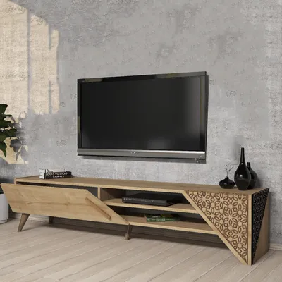 Immagine prodotto di Campli - Mobile Porta tv, 180x40x37h cm Marrone Rovere, un Ripiano