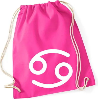 Produktbild von Huuraa Turnbeutel Krebs Sternzeichen Zeichen 12 Liter Fuchsia Baumwolle Rucksack Geschenkidee