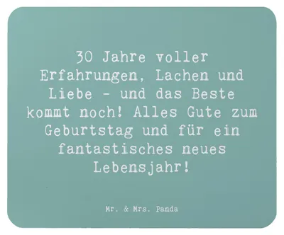 Produktbild von Mr. & Mrs. Panda Mauspad Spruch 30. Geburtstag - Meeresbrise - Geschenk, pc mausunterlage, Mouse Pad, besondere Geschenke, mousepad, Happy Birthday, Freunde, 30 Jahre