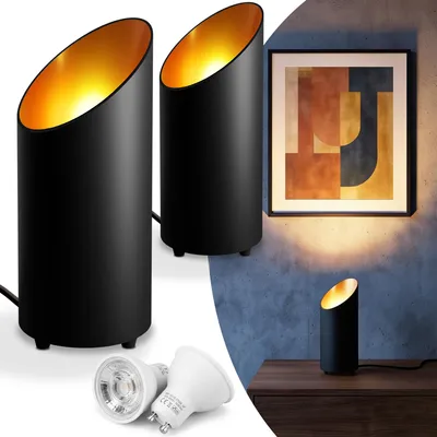 Produktbild von charlique® LED Uplight Spot (2 Stück) schwarz, 6W, Bodenstrahler, LED Bodenleuchte zur indirekten Beleuchtung, Bodenlampe innen mit GU10 Lampe 230V