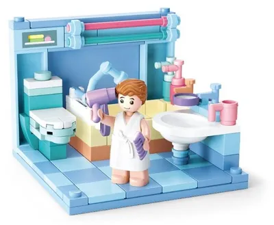 Produktbild von Sluban Mini Zimmer Bausteine Badezimmer - 105 Teile - DIY Raum Bausatz ab 7 Jahren