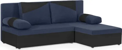 Produktbild von Ecksofa Polo mit Schlaffunktion - Marineblau/Schwarz