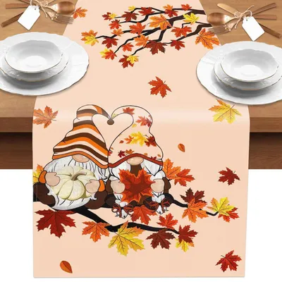 Produktbild von Tischläufer Herbst Ahornblätter Kürbisse 40 x 180 cm Polyester