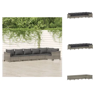 Produktbild von vidaXL 6-tlg. Garten-Lounge-Set mit Kissen Grau Poly Rattan -  Gartenmöbel-Sets