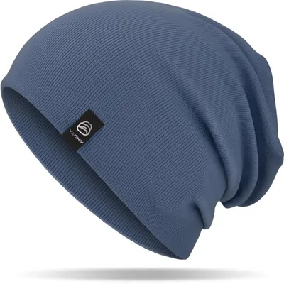 Produktbild von Beanie Mütze Damen Herren Baumwolle Dünn Denim-Blau Einheitsgröße