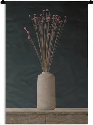 Produktbild von MuchoWow® Wandteppich Wandbehang Vase - Stilleben - Blumen 90x135 cm Tapisserie Dekoration Wandtuch - Baumwolle - Wandskulptur