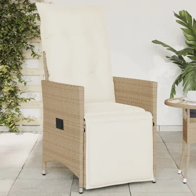Produktbild von Möbel Gartensessel mit Kissen Verstellbar Beige Poly Rattan - Esstischstuhl 365662