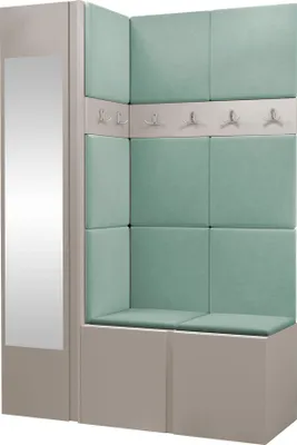 Produktbild von MIRJAN24 Garderoben-Set Orion X, Garderobe mit Sitzbank mit 11 x Wandpanel 42x42 (Farbe: Cashmere, Manila 11)