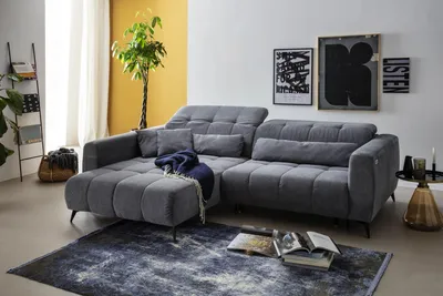 Produktbild von Polstergarnitur >Luddi< Sitz + Kopfteilverstellung, dunkelgrau  - 286x80x203cm (BxHxT)