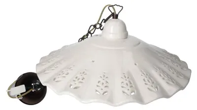 Image de KEYHOMESTORE | Lustre en céramique blanche de style rustique, diamètre 43 cm