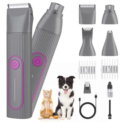 Produktbild von Katzenhaarschneider-Pflegeset für verfilztes Haar – geräuscharmer 4-in-1-Pfotenschneider, Nagelschleifer, kabelloser Katzenhaarrasierer für langes Haa