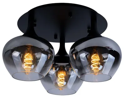 Produktbild von LED Deckenleuchte, 3-flammig, Metall Rauchglas, schwarz, D 45 cm