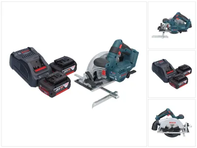 Obrázok produktu pre Bosch GKS 18V-57-2 Profesionálna akumulátorová okružná píla 18 V 165 mm bez kefiek + 2x akumulátor 5,0 Ah + nabíjačka