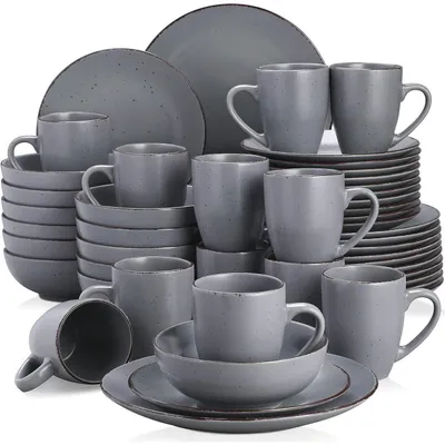 Produktbild von Tafelservice Steingut 48-teilig für 12 Personen Vintage Grau