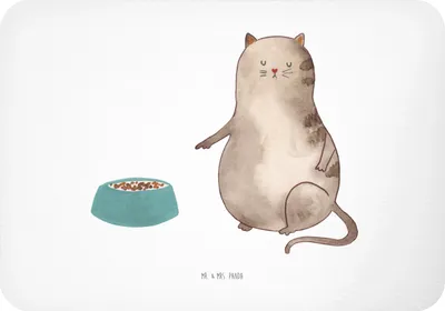 Produktbild von Mr. & Mrs. Panda magnet Katze Fressen - Weiß - Geschenk, whiteboardmagnet, Kühlschrankmagnet, zettelhalter, holzmagnet, haftmagnet