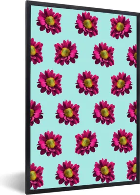 Produktbild von MuchoWow® MuchoWow® Gerahmtes Poster Blumen - Lila - Muster 40x60 cm - Poster mit zchwarzem Bilderrahmen - Papierdruck - Wandbilder
