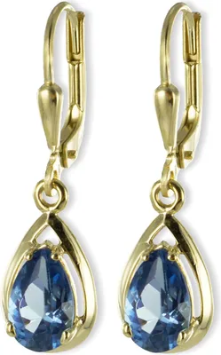Produktbild von Damen Ohrhänger echt Gold 333 (8 kt) mit synthetischen Aquamarin