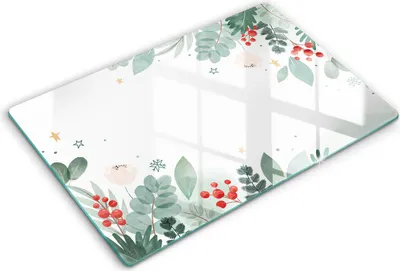 Produktbild von Glasschneideplatte - Herdabdeckplatte - 80x52 cm -Schneidebrett - Spritzschutz -Aquarelle Blätter