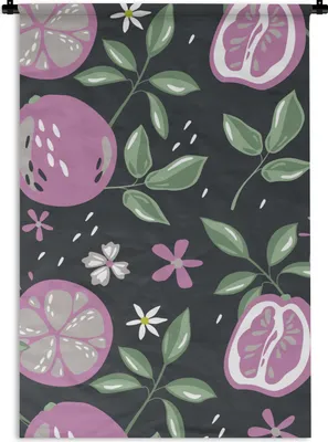 Produktbild von MuchoWow® Wandteppich Wandbehang Sommer - Obst - Blumen 60x90 cm Tapisserie Dekoration Wandtuch - Foto-Teppich - Abwaschbar