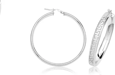Produktbild von Wunderschöne 925 Sterling Silber Damen - Paar Creolen - 40mm; TRS37223MM40
