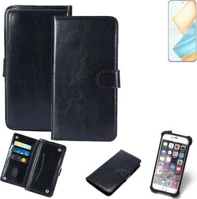 Produktbild von K-S-Trade 360° Hülle kompatibel mit Honor 90 GT schwarz Kunstleder Case BookCase WalletCase Kunstlederederhülle Handyhülle, Rundumschutz Bumper