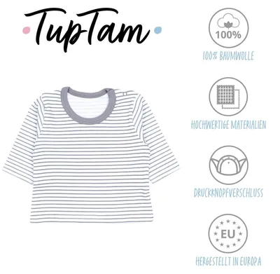 Produktbild von TupTam Baby Jungen Langarmshirt Gestreift 5er Set, Farbe: Blau Dunkelgrün Weinrot Grau , Größe: 104