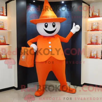 Productafbeelding van Oranje REDBROKOLY tovenaar mascottekostuum gekleed met een capribroek en portemonnee