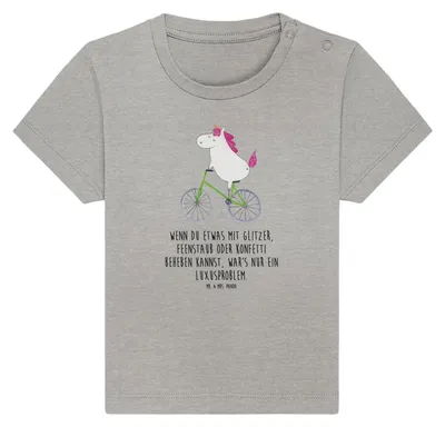 Produktbild von Mr. & Mrs. Panda  T-Shirt Einhorn Radfahrer 24. - 36. Monat - Heather Grey - Geschenk, Kinder Oberteil, Baby, Radfahren, Einhörner, Bike, Unicorn, Babyshirt, Rad
