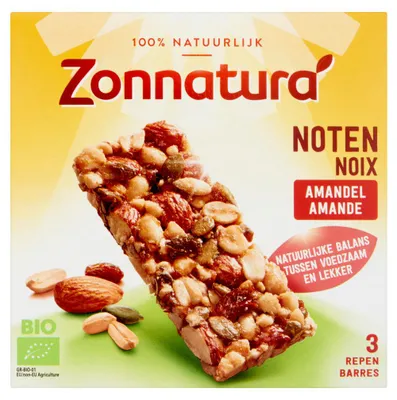 Productafbeelding van Zonnatura Muesli Notenmix Reep Amandel  (3 X 25 gr)