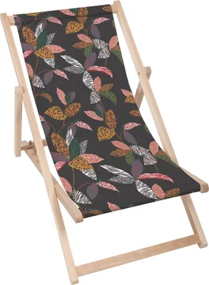 Produktbild von Dreamroots Liegestuhl klappbar Holz, bis zu 130 kg, Sonnenliege klappbar mit 3-stufiger Neigungsregulierung der Rückenlehne, Exotic Animal Plant