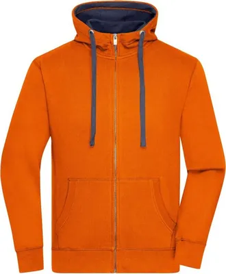 Produktbild von Sweat-Jacke mit Reißverschluss und Kapuze dark-orange/navy, Gr. XXL