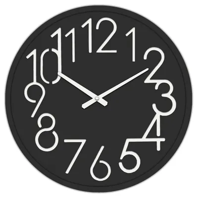 Productafbeelding van Wandklok Autronic diameter 60 cm-MDF-zwart (HW4023 BK)