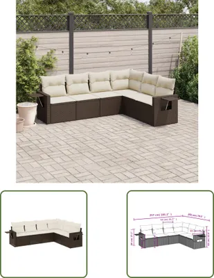 Produktbild von The Living Store 6-tlg. Garten-Sofagarnitur mit Kissen Braun Poly Rattan
